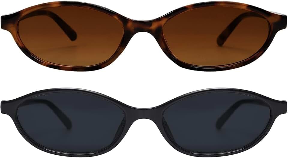 GUVIVI Ovale Retro-Sonnenbrille für Damen, schickes Katzenauge, 90er-Jahre-Sonnenbrille, leicht, schmale Schattierungen, trendige UV-Schutz-Sonnenbrille