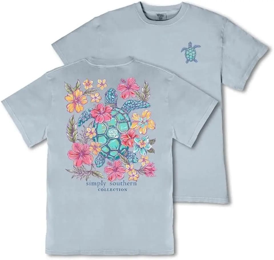Simply Southern Turtle - Hibiscus - Floral - Adult T-Shirt