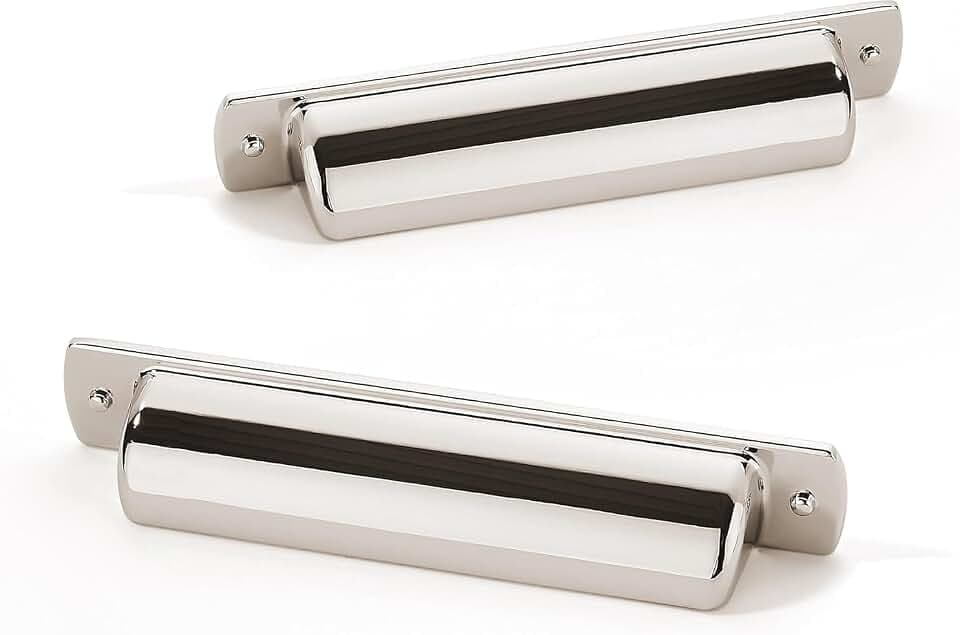 khtumeware 10 Pack 5" Drawer Pulls Polished Nickel Cabinet Cup Pulls Kitchen Hardware Cabinet Handles Drawer Handles Knobs 5 inch Hole Center