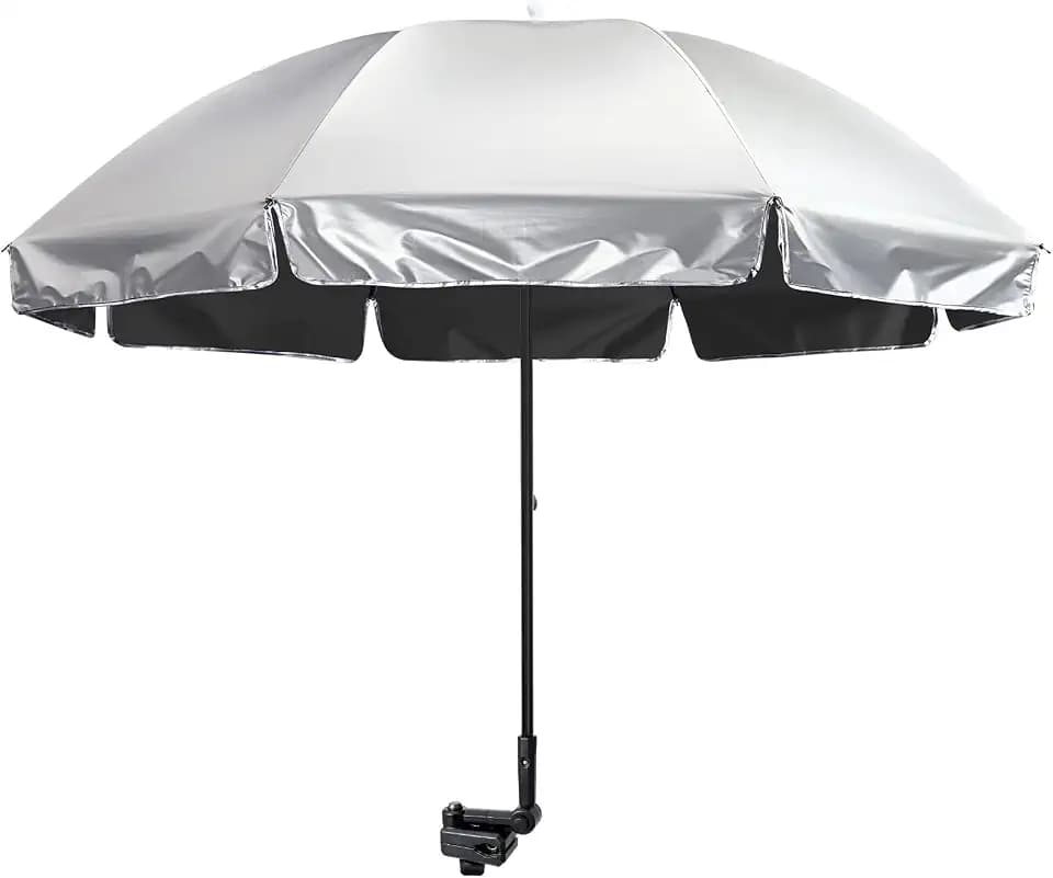 G4Free UPF 50+ Universal Clamp On Umbrella Adjustable Beach Chair Umbrella