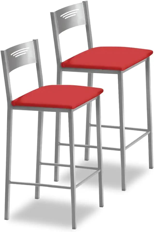 ASTIMESA Zwei Hocker für die Küche, 60 cm, Kunstleder, Rot (TAB60RO)