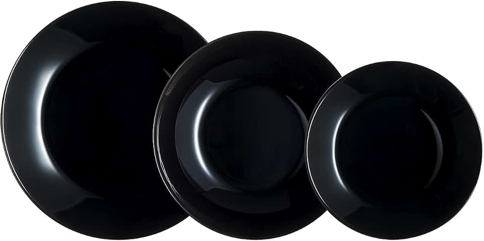 Luminarc Arcopal Zelie Black Glasgeschirr-Set, 12-teilig, 4-Sitzer, schwarz