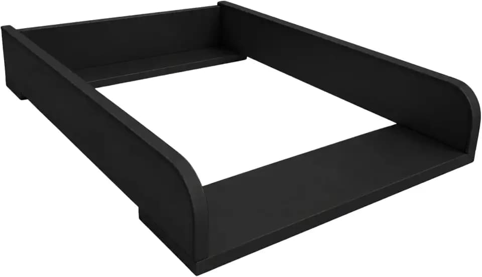 Wickeltischaufsatz, Abgerundeten Seiten, 53,2x70 cm, Schwarz