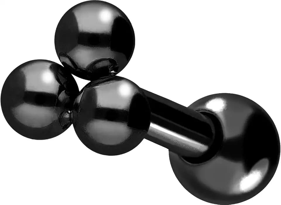PIERCINGLINE Ohrpiercing mit 3 Kugeln aus Chirurgenstahl - Piercing Schmuck für Ohr oder Helix in 4 Farben