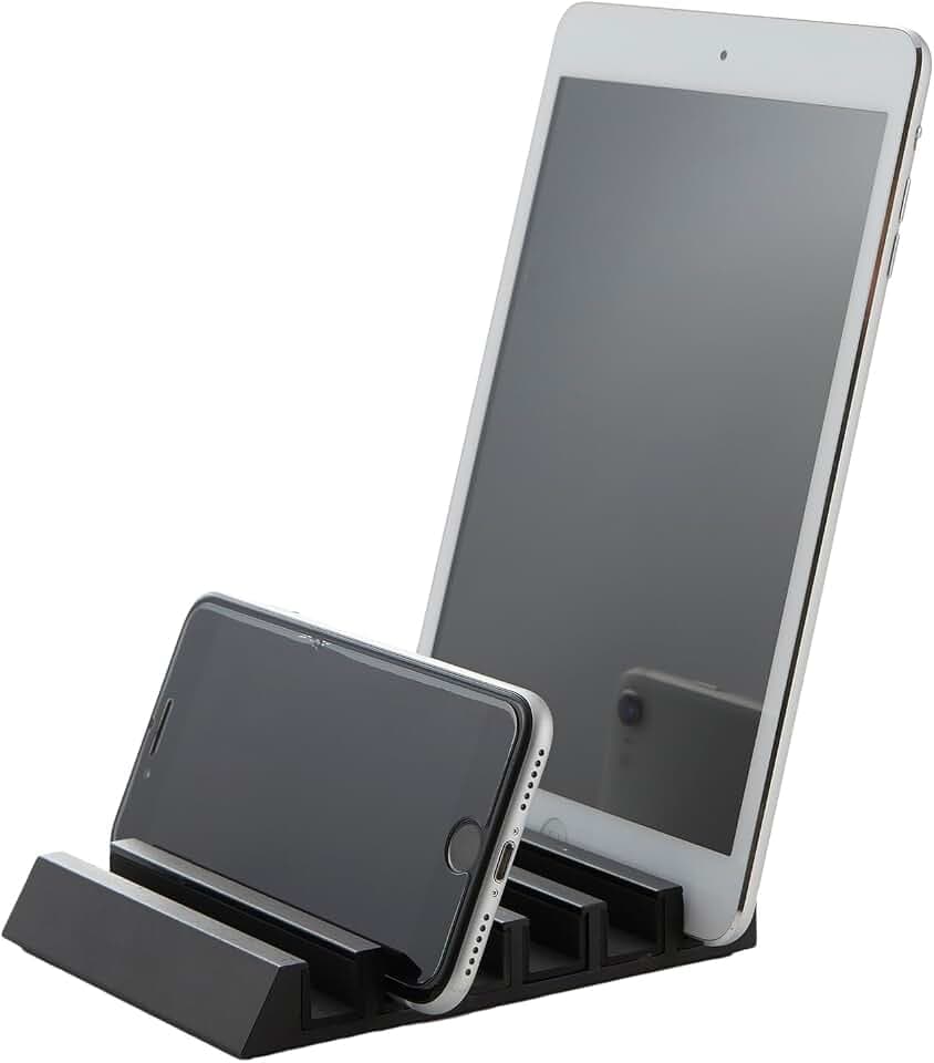 YAMAZAKI 5275 Tower Tablet Stand, Black, Aluminum/Silicone, 10 x 13 x 1.8 cm