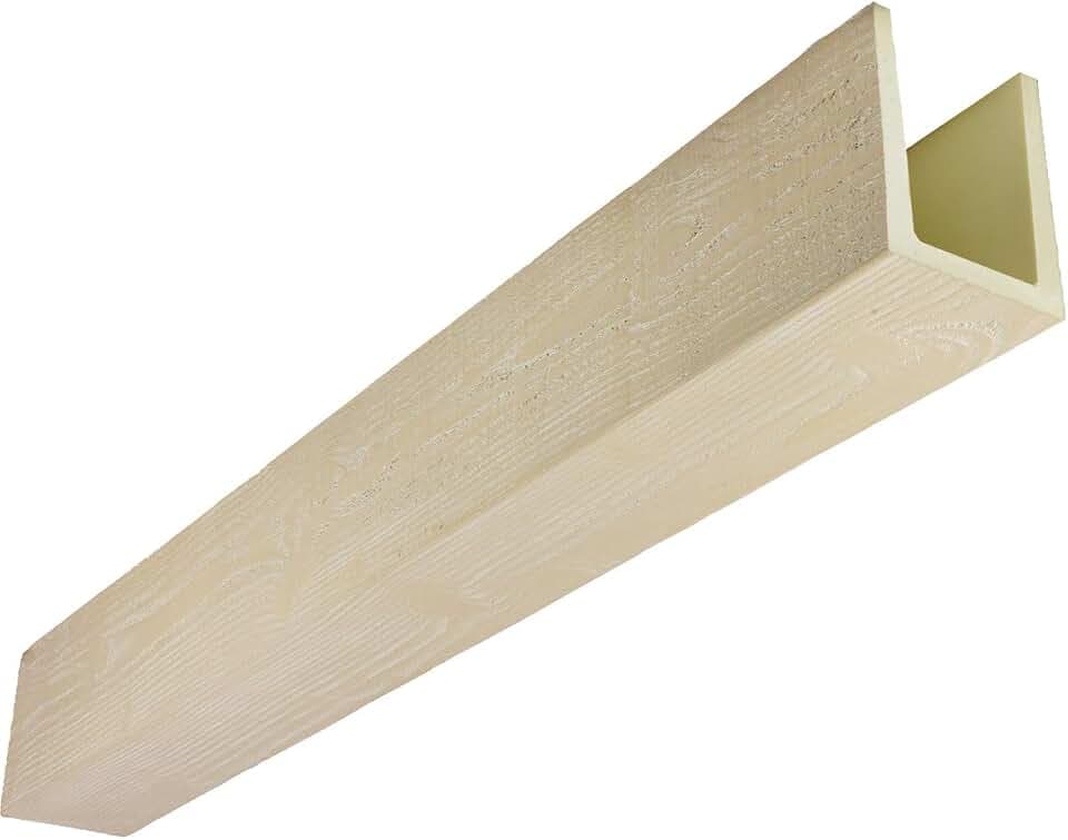 Heritage Timber MENA Faux Wood Beam, 3-Sided (U-Beam), 5 1/2"W x 7 1/2"H x 72"L, Vanilla Chai Finish