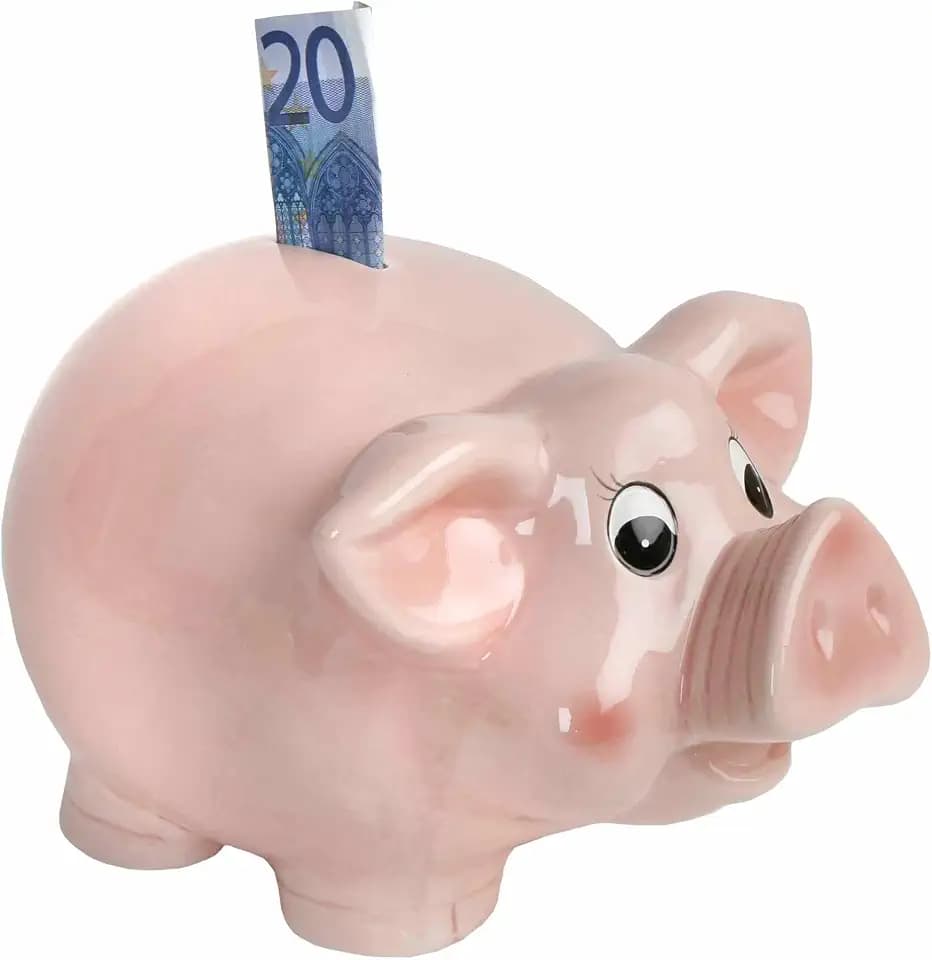 Jumbo Sparschwein XXL glasiert | Großes Sparschwein für Münzen & Scheine | Edle Spardose | Dekoratives Geschenk | Sparen mit Stil | Robust, rutschfest, aus Keramik | 24x16,5 cm