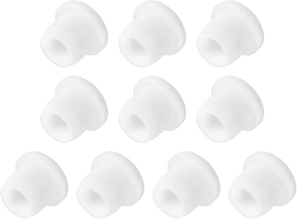 sourcing map 10 Stück Silikon-Stopfen Ersatzstopfen für Salzstreuer, 11 mm, wiederverwendbare Salzstreuer, hohler Stopfen für Blumentopf, Rohrflasche, Weiß