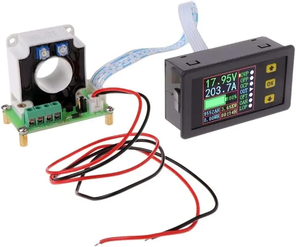 Digitales DC-Multimeter 0-90V 100A Voltmeter Amperemeter Stromstärke Watt Kapazität Zeitmesser Batterietester Monitor mit LCD-Bildschirm Hallsensor Spannung