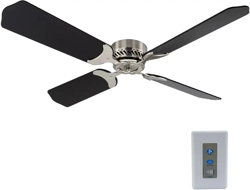 RecPro RV 12V Ceiling Fan 36" Brushed Nickel Black Blades