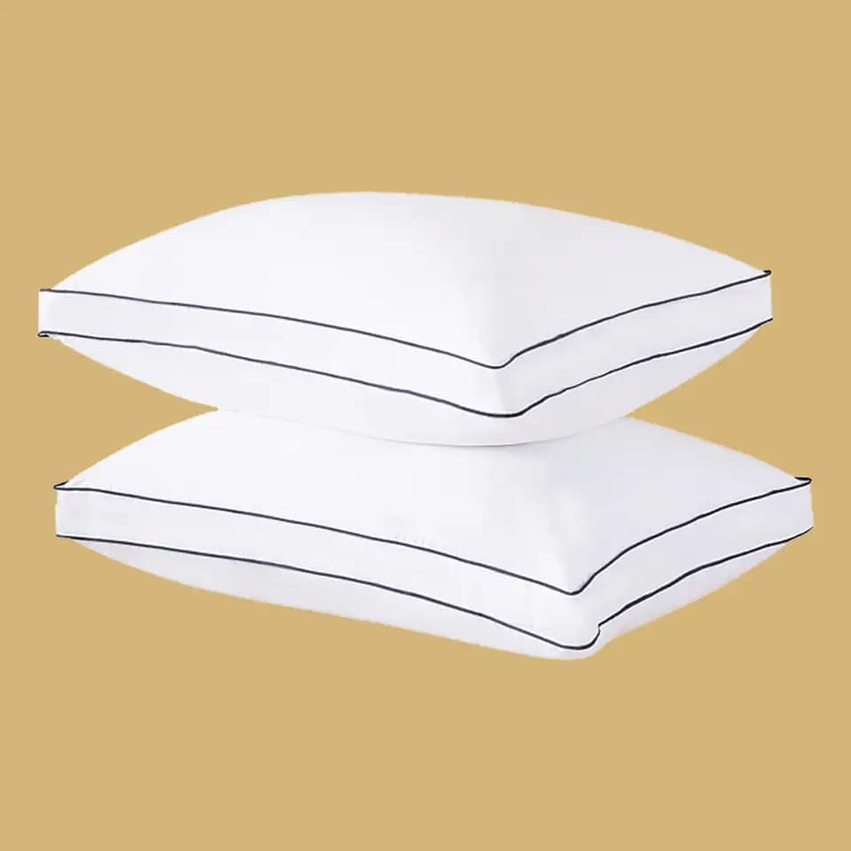 Goose Down Fiber Pillows, Gusseted Pillows King Size Set of 2