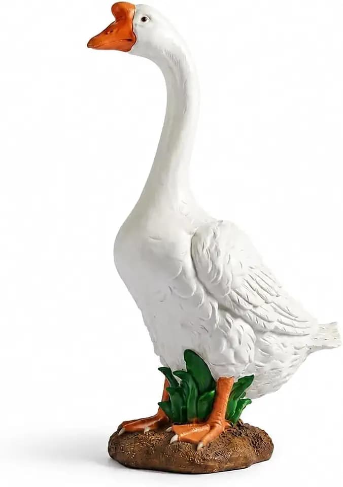 Large Porch Goose Statue 20 Inch, Resin Front Porch Goose Decor, Geese Decor Lawn and Garden Statue for Patio, Balcony,Yard Decorations, Housewarming Birthday Gifts,White