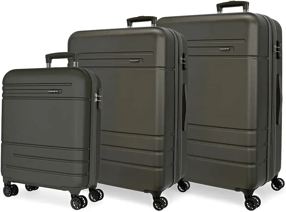 Movom Galaxy Koffer-Set, schwarz, 55/68/78 cm, starr, ABS-Kombinationsverschluss, seitlich, 217 l, 11,64 kg, 4 Räder, Handgepäck