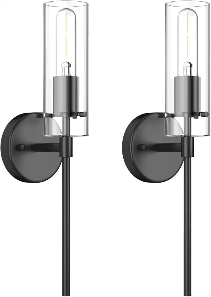 Modern Wall Sconce Vanity Light, Black, 2-Pack