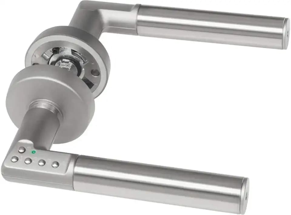 Yale Code Türgriff D8812H000, mechanisches Tastenfeld, Grau, schlüsselloser Zugang, einfache Montage, moderner T Griff für Innenraumtüren, PIN Code Entriegelung