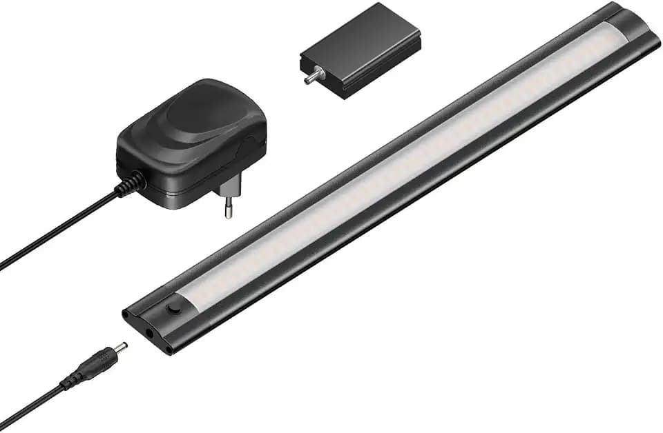 ledscom.de Smarte LED Unterbau-Leuchte SIRIS schwarz matt mit Netzteil und WLAN-Controller flach, Smart-Home, Alexa-fähig, 30cm, 368lm, warmweiß