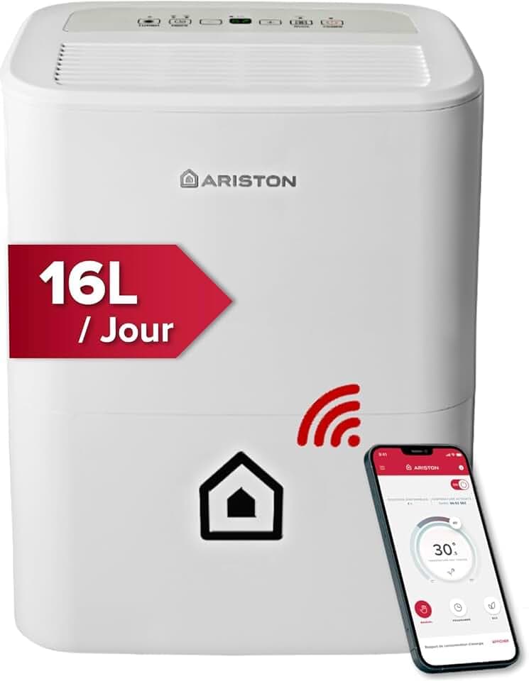 Ariston Deos 16s Wi Fi Tragbarer Luftentfeuchter, 430W, 16 Liter/Tag, Weiß