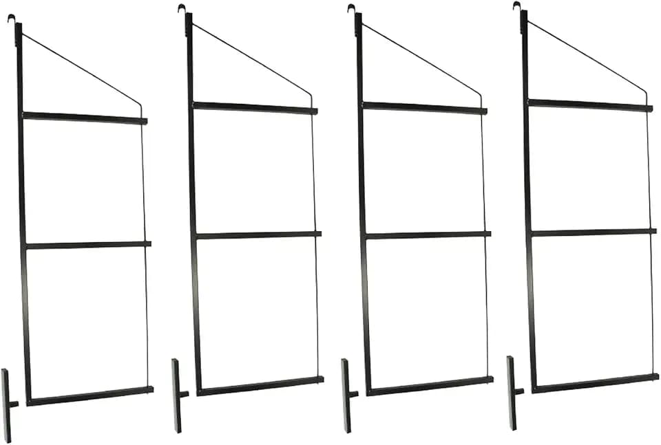 4 Pack of 3 Tier Shipping Container Shelving Bracket with 18"(D) x 60"(H) - Black Powder Coated Steel Shelf Brackets for Heavy Duty Trailer Containers - Easy to Assemble & Remove