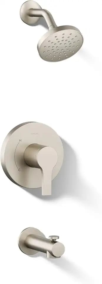 KOHLER TS35322-4G-BN, Elate Rite-Temp Tub and Shower Trim with Single Function 1.75 GPM Showerhead, Vibrant Brushed Nickel, Stylish Tub and Shower Fixture, High Performance