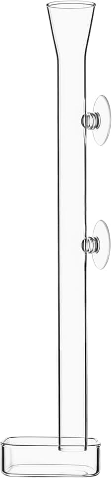 LINLAN 30 cm Garnelenfutterspender aus Glas, Aquarium-Futterröhre und quadratische Futterschale mit Zwei Saugnäpfen für Kristallgarnelen und Kirschgarnelen
