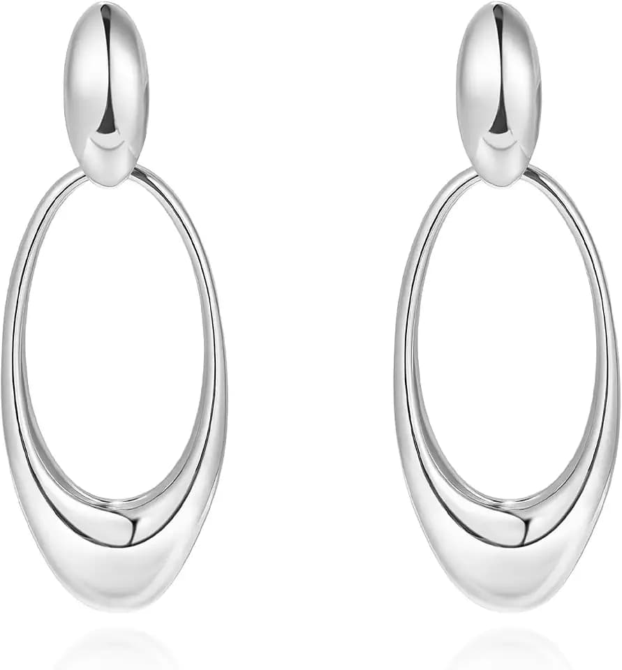 Chunky Earrings for Women Gold and Silver Two Tone Statement Unique Trendy Earrings Stainless Steel Waterproof Non Tarnish Jewelry