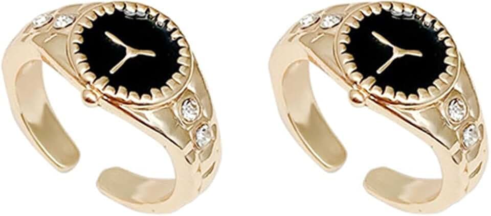 ifundom Uhrenring mit Diamantverzierung, für Damen und Mädchen, 2 Stück