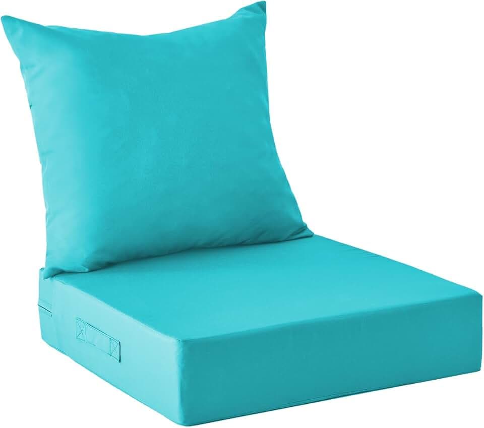 IPYNBAP Outdoor Cushions for Patio Furniture,Outdoor Seat Cushion Set 24 x 24 x 5.75 Inch,Waterproof & Fade Resistant Outdoor Chair Cushions,Deep Patio Chair Cushion with Removable Cover,Teal