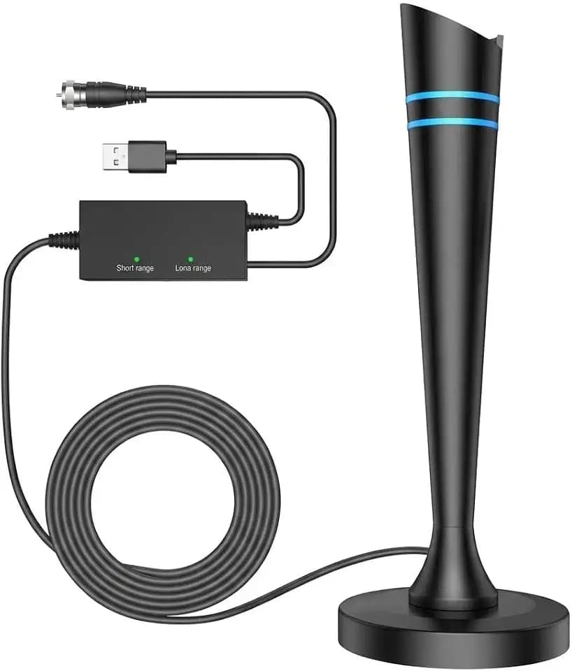 TV Antenna Indoor for smart TV, Digital Antenna for Smart TV with Local Channels, TV Antenna Long Range Reception with Amplifier Signal Booster, 360° Strong Reception, Supports 4K 1080p HD