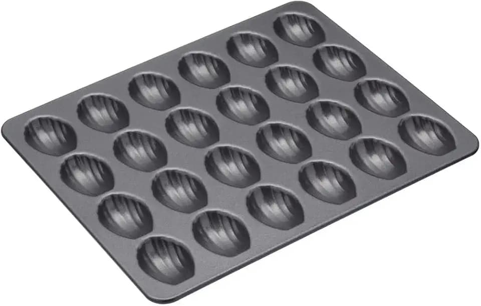 MasterClass Madeleine-Blech mit PTFE-, PFOA- und BPA-freier Antihaftbeschichtung, robuster 1 mm dicker Kohlenstoffstahl, 24-Loch-Kuchenform, Grau