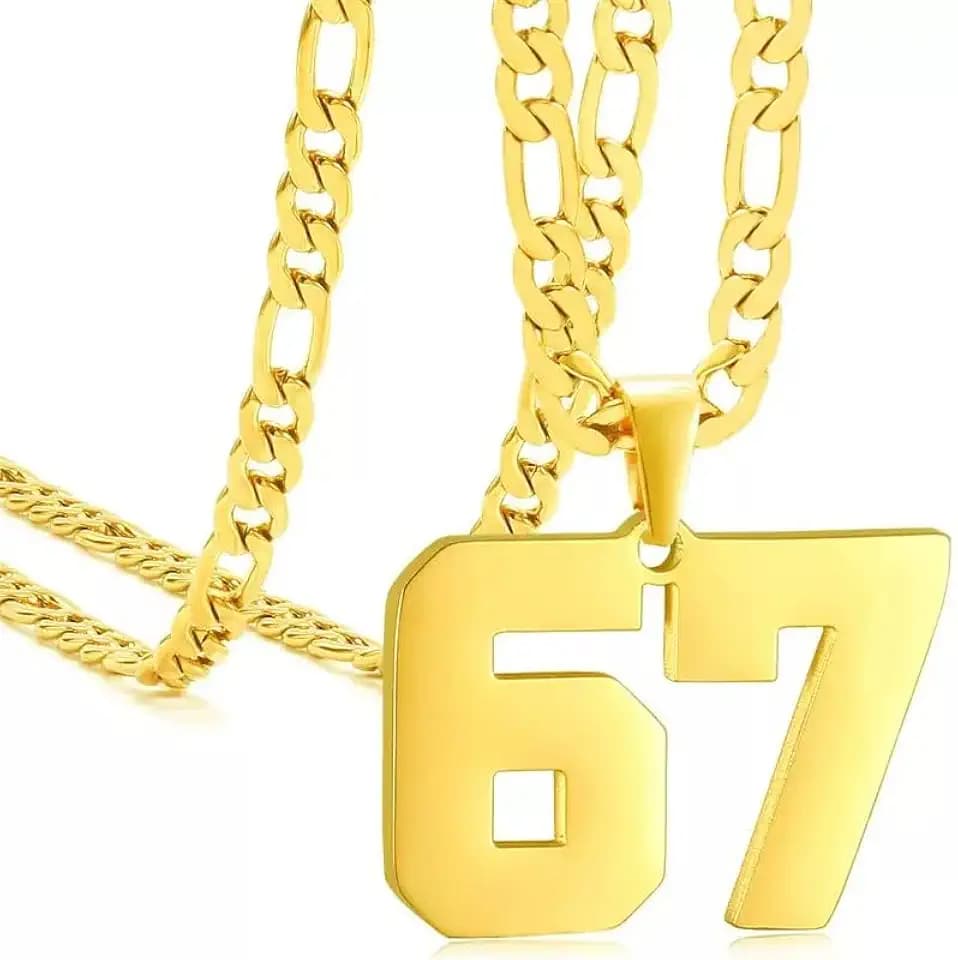 Baseball Number Necklace 1-100 Stainless Steel Chain Pendant for Men Jersey Number for Gift Birthday Prize Gold/Blck/Sliver