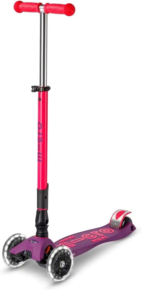 Micro, Maxi Micro Deluxe Foldable LED, 3-Rad-Kinderroller, 5–12 Jahre | Gewichtslenkung, Höhenverstellbarer Lenker, Leicht, Bewegungsaktivierte LED-PU-Rollen, Schweizer Entwicklung