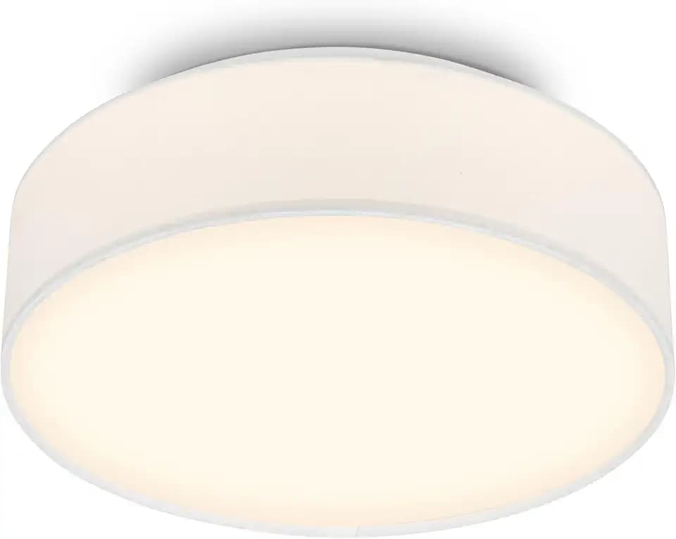 BRILONER - LED Deckenlampe mit Stoffschirm, Warmweißes Licht, LED Lampe, Deckenleuchte, Wohnzimmerlampe, Deckenlampe Schlafzimmer, Küchenlampe, Schlafzimmerlampe, 30 x 10,5 cm, Weiß