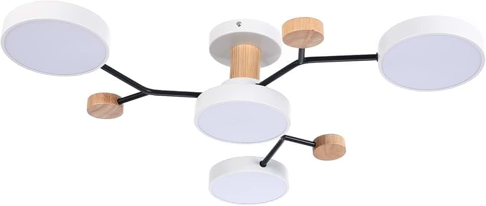 4 Köpfe LED Deckenleuchte,36W Warmweiß 3000K,Holzdekor Deckenleuchter Ø66cm für Wohnzimmer Küche Esszimmer Home Office Kinderzimmer