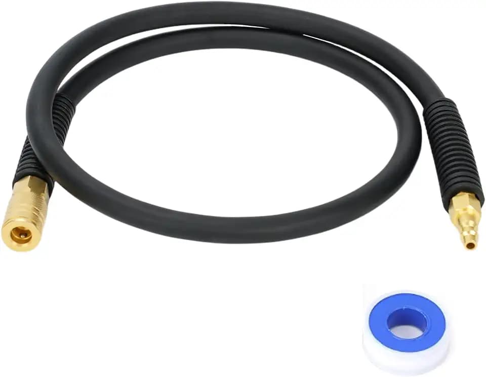 Air Compressor Whip Hose 3/8 Inch x 5 Feet Lead in Hybrid Hose with Fittings, Flexible and Kink Resistant, 1/4" Industrial Quick Coupler and Plug Kit - Black