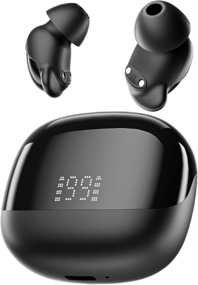T33 Sleep Earbuds, Bluetooth 6.0 Noise Cancelling Sleep Headphones for Side Sleepers, ANC Up to 98%, Sleep Mode, 48H Playtime, Small Earbuds Comfort Fit for Sleeping, Travel, Work, Jet Black