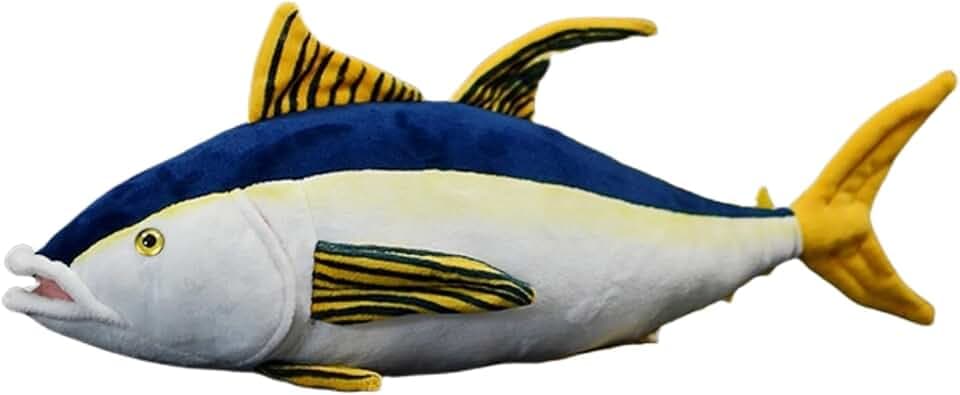 FRANKIEZHOU Simulation Tuna Plush-15.75" Lifelike Creature Thunnus Stuffed Animal,Soft Tuna Plush Toy, Stuffed Toy,Cuddly Toys