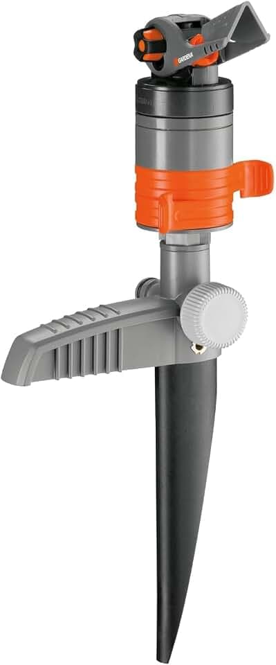 Gardena Comfort Turbinenregner (auf Spike): Rasensprenger zur Bewässerung von großen Flächen bis 450 m², Wurfweite von 5-12 m, schmutzunempfindlich, geräuscharm und pflegeleicht (8144-20)