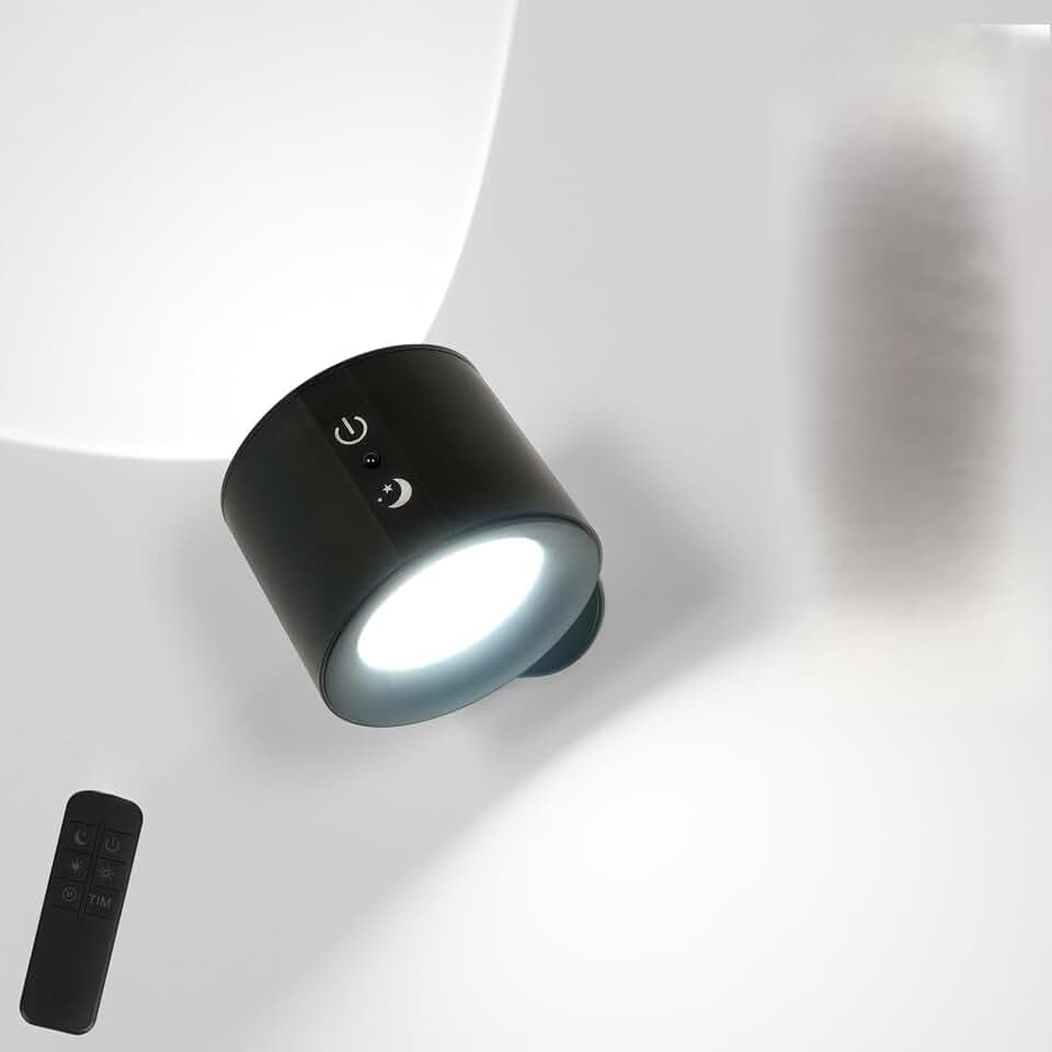 Osairous LED Wandleuchte Innen Mit Fernbedienung, 1800 mAh Akku Hängelampe 1 Stück, 3000k-6500k Wandleuchte Innen, Touch Steuerung Leselampe Für Wohnzimmer Schlafzimmer Schwarz
