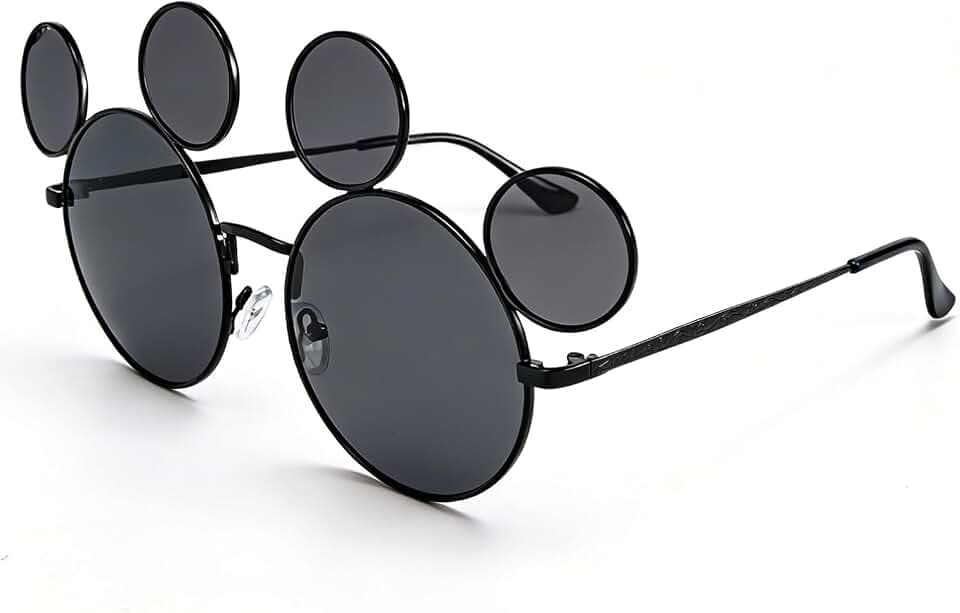 Junsika Mouse Ear Sunglasses for Women Men Classic Cartoons Glasses Theme Park Accessories Shades UV400 Protection