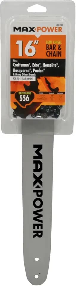 Maxpower 336550N 16 Inch Bar & Chain Combo For Craftsman, Echo, Homelite, Poulan & Other 16 Inch Saws Black