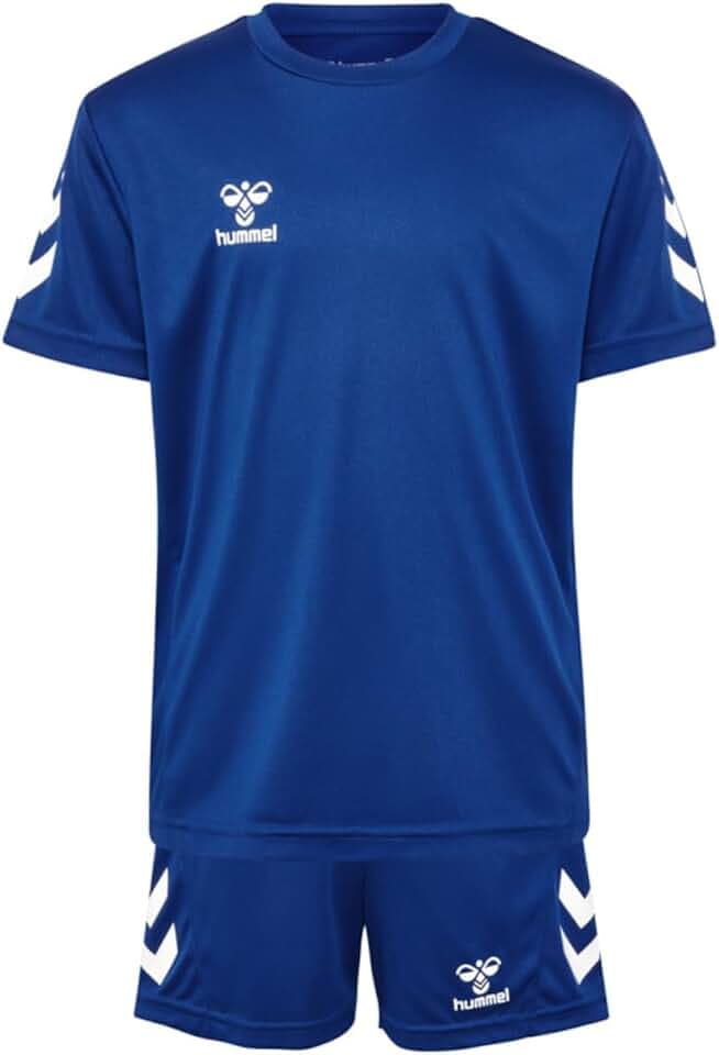 hummel Logo Set Trainingsanzug Kinder - Trikot - Sportanzug für Jungen und Mädchen - Training & Fußball Set mit Shorts und T-Shirt - aus 100% Polyester