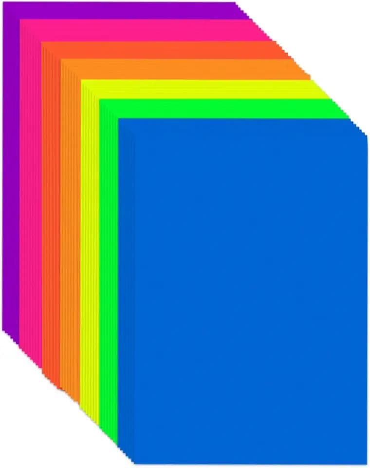 Construction Paper 8.5x11 in,70 Sheets,Set of 7 Colors Neon Fluorescent 178GSM/65LB Heavyweight Construction Paper for Crafts,Arts,School Classroom Art Supplies Assorted Colors Bulk Paper