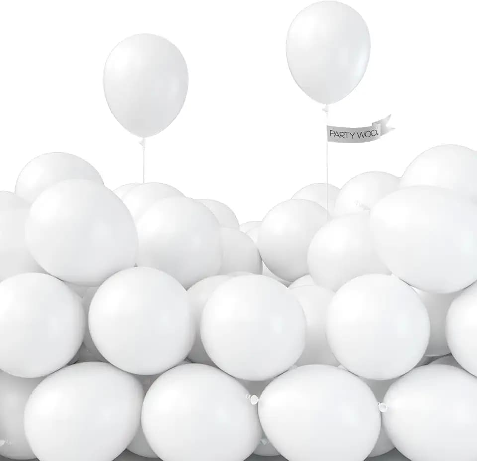 PartyWoo White Balloons 100pcs Matte Balloons White Latex Helium 5 Inch