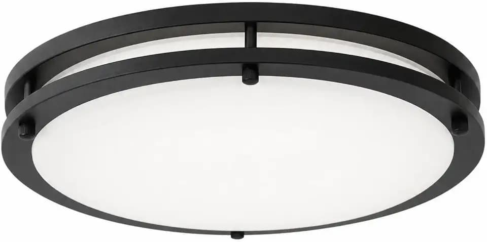 15in Flush Mount Ceiling Light Fixture Black 1Pack, 5CCT Wattage Adjustable