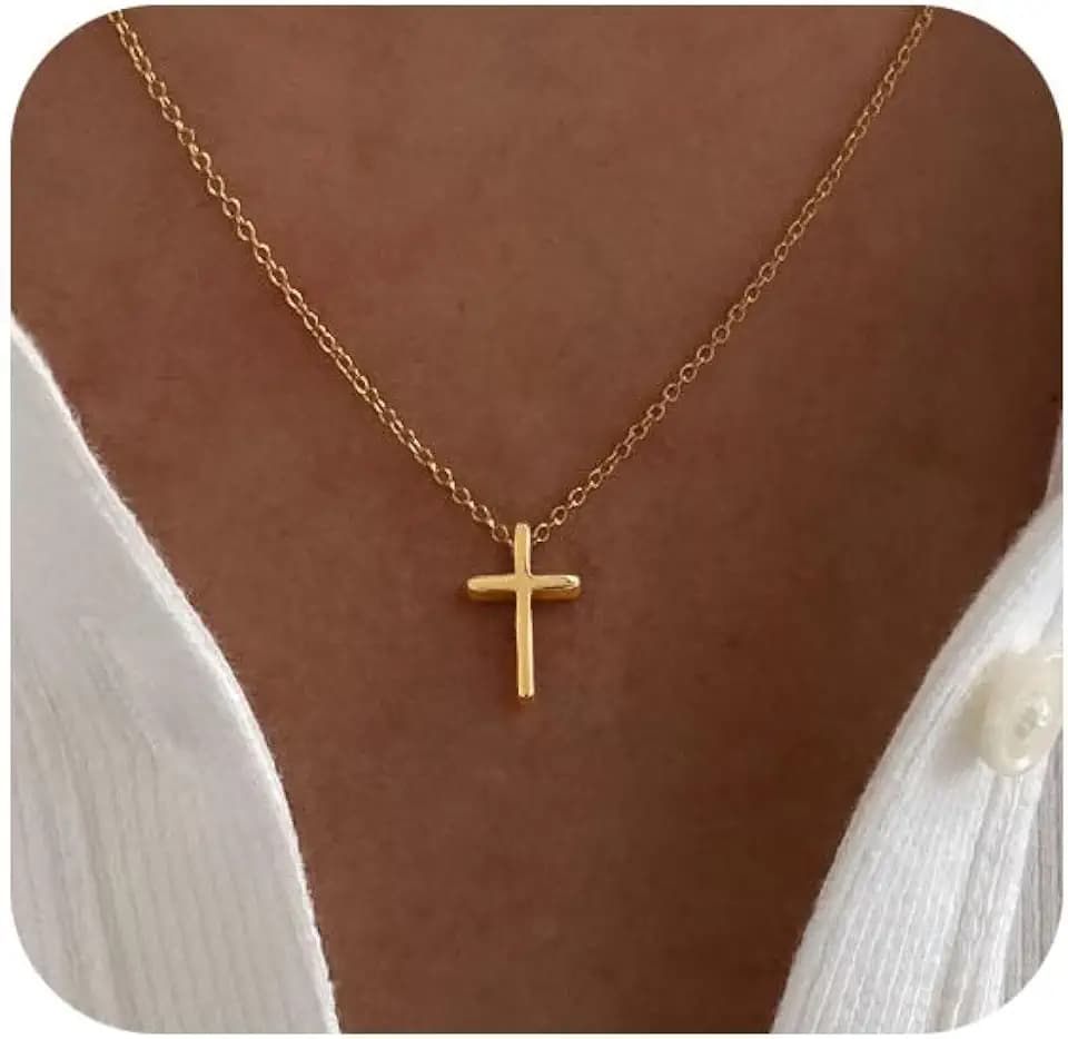 Cross Necklace for Women,14K Gold Plated Cross Pendant Necklace Jewelry