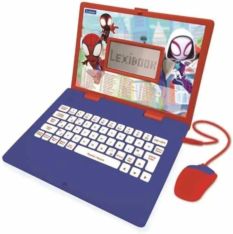 LEXIBOOK JC598SPi1 Disney Marvel Spider-Man - Lern- und Zweisprachiger Laptop Französisch/Englisch zum Lernen von Spielen und Musik, Spielzeug für Kinder/Kinder (Jungen und Mädchen), 124 Aktivitäten