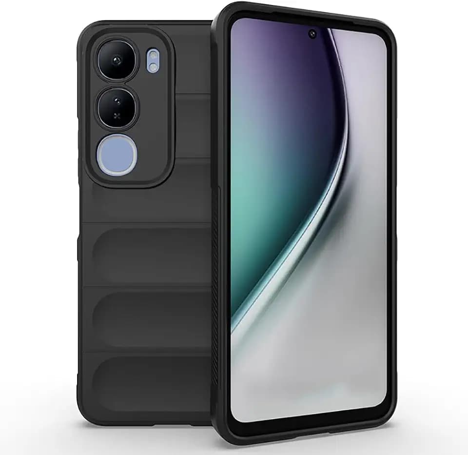 SEAHAI Hülle für Vivo Y19s, [Fallschutz, rutschfest Airbag-Design] Robust-Case Stylische Schutzhülle, TPU Bumper + Weiches Silikon Stoßfest Handyhülle - Schwarz