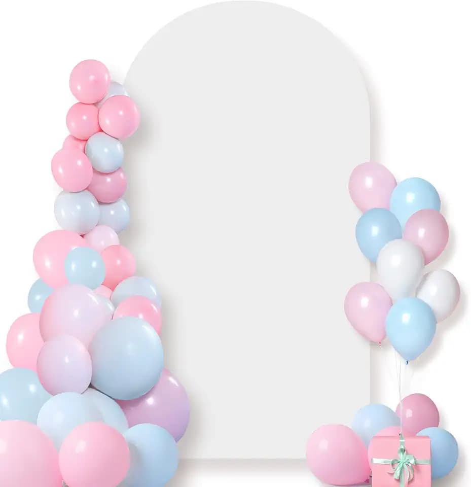 7.2FT Wedding Arch Backdrop Cover, White Spandex Fitted Cover for Round Top Arch Stand, Wedding Birthday Party Baby Shower Banquet Ceremony Decoration