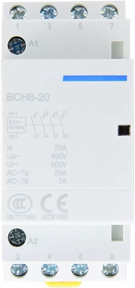 20A AC-Schütz 24V 220V/230V DIN-Schienenmontage 50/60Hz für Haushalt | 4P 4NO Relais-Schütz Steuerstromkreis Schaltgerät