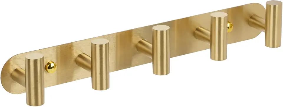 YUET Kleiderhaken Wand, Kleiderständer Edelstahl, Gold mit 5 Haken